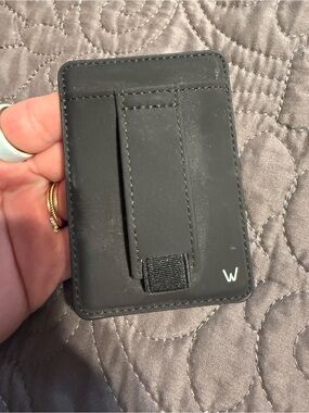 Slim Black Wallet Phone Card Holder with Magnetic Clip